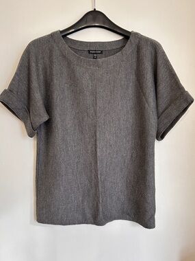 EILEEN FISHER 100% MERINO WOOL SHORT SLEEVE SWEATER